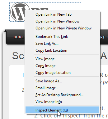 Firefox Inspect Element menu item