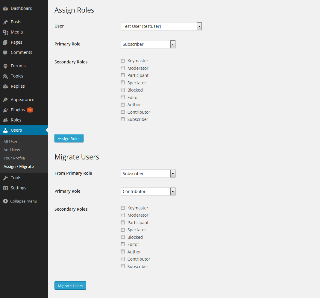 assign migrate users