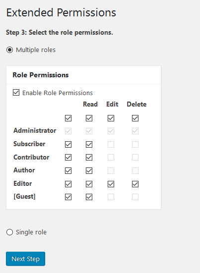 bulk edit extended permissions step 3