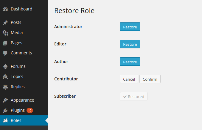 restore role